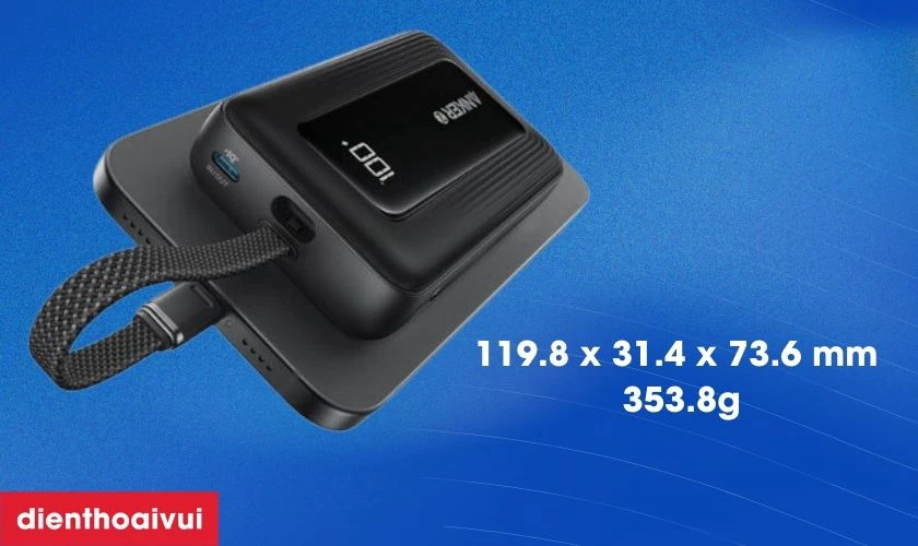 Pin dự phòng Anker Zolo 10.000mAh 30w 1A1C tích hợp cáp Type-C 1688 nhỏ gọn