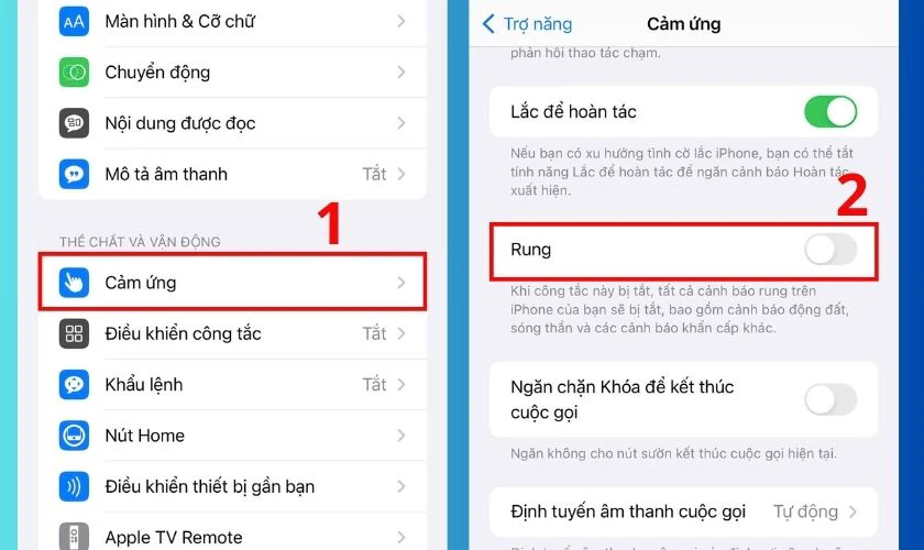 Tắt tính năng rung trên iPhone 14 Pro Max