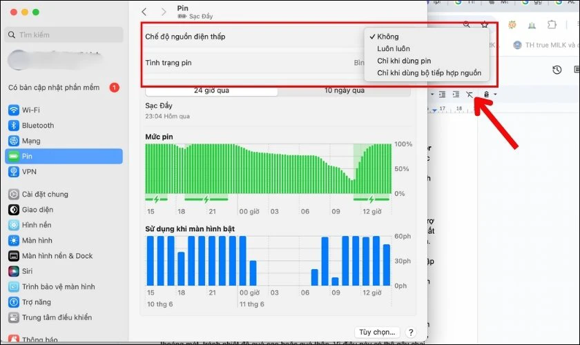 Sử dụng chế độ tiết kiệm pin và quản lý nguồn