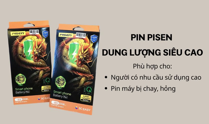 Pin dung lượng siêu cao chính hãng Pisen