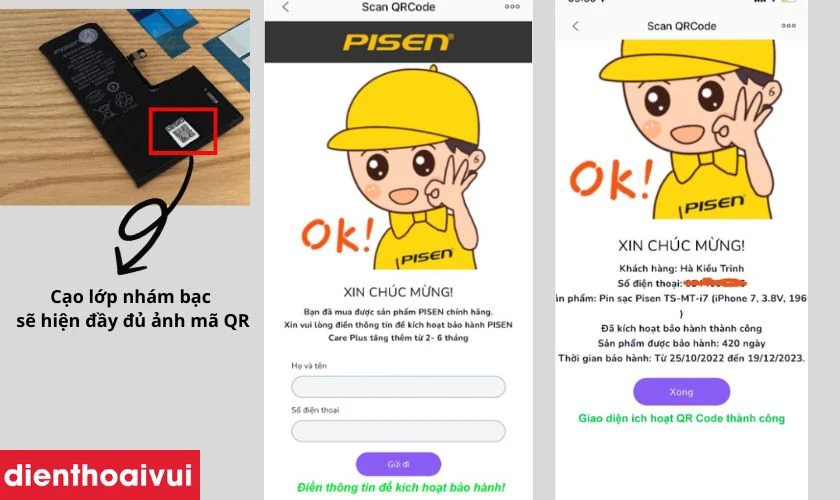 Kích hoạt bảo hành cho pin Pisen chính hãng