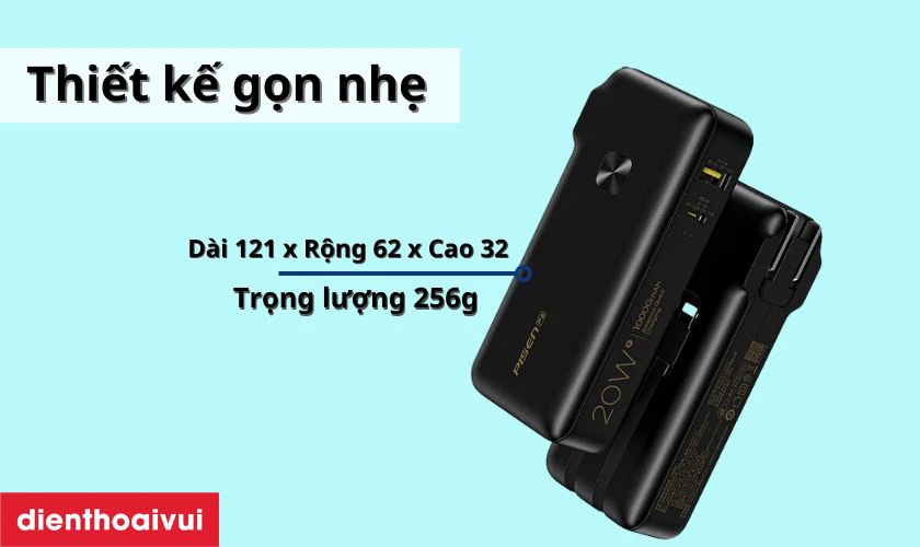 Pisen D312 rất nhỏ gọn với kích thước chỉ khoảng 121 x 62 x 32 mm