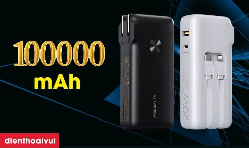 Pisen Quick High Power Box nổi bật với dung lượng pin lên đến 10.000mAh