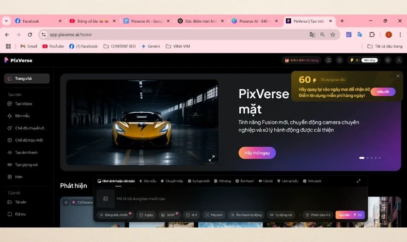 Truy cập website Pixverse AI