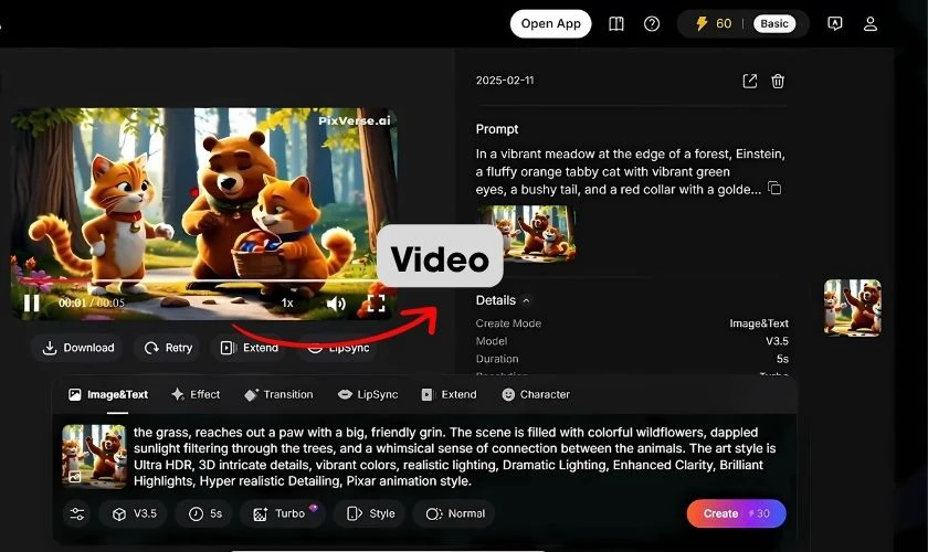 Tính năng nổi bật của Pixverse AI là gì - Tạo video từ mô tả văn bản