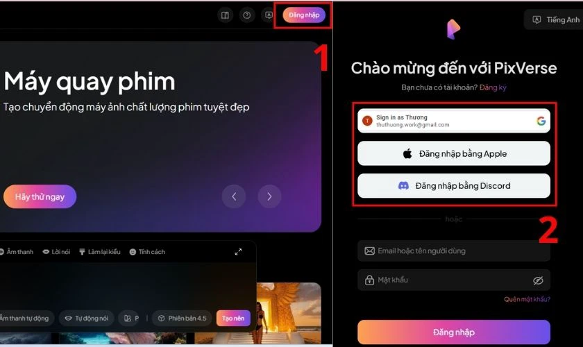 Đăng ký tài khoản hoặc truy cập vào tài khoản có sẵn