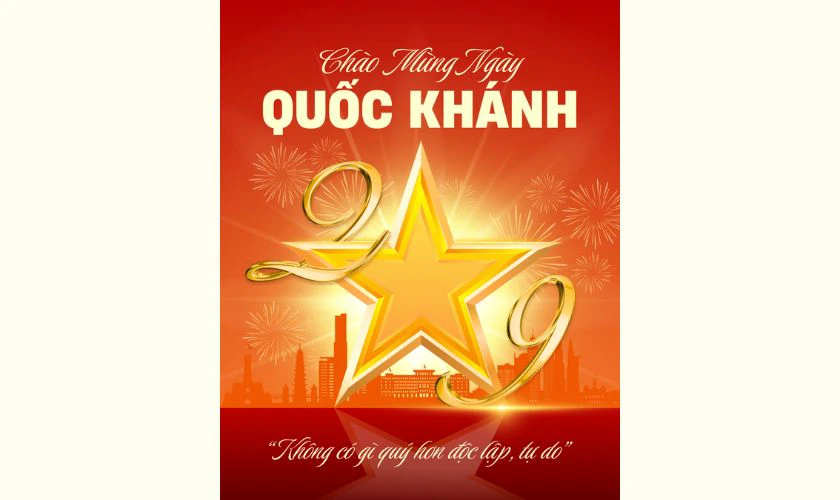 Poster 2/9 chủ đề Cờ đỏ sao vàng