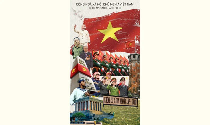 Ảnh toàn thể chiến sĩ, bộ đội chào cờ
