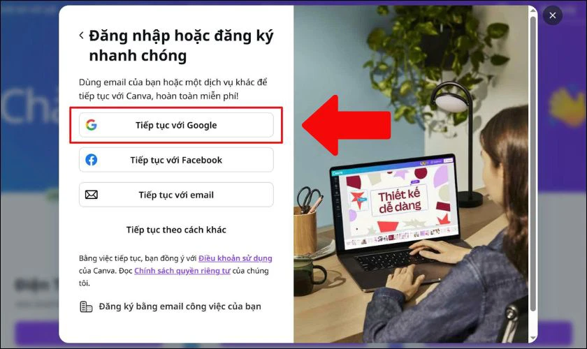 Chọn vào Đăng nhập