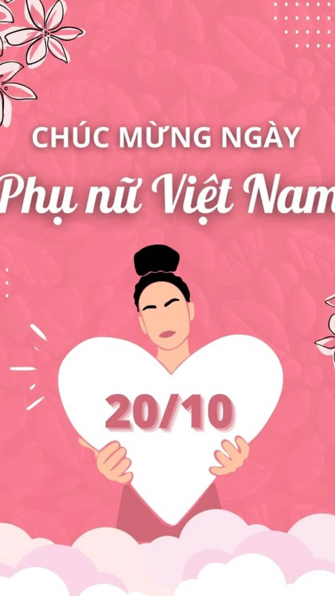 Chúc mừng ngày Phụ nữ Việt Nam bằng poster đơn giản