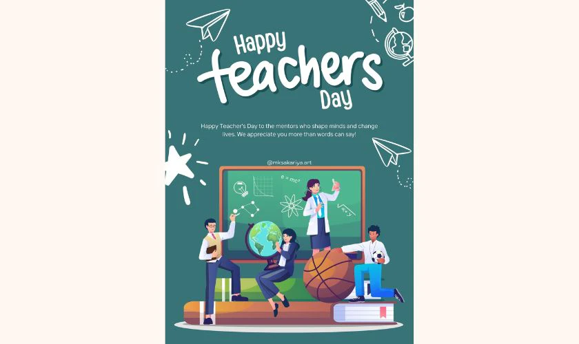 Tranh tri ân thầy cô đơn giản