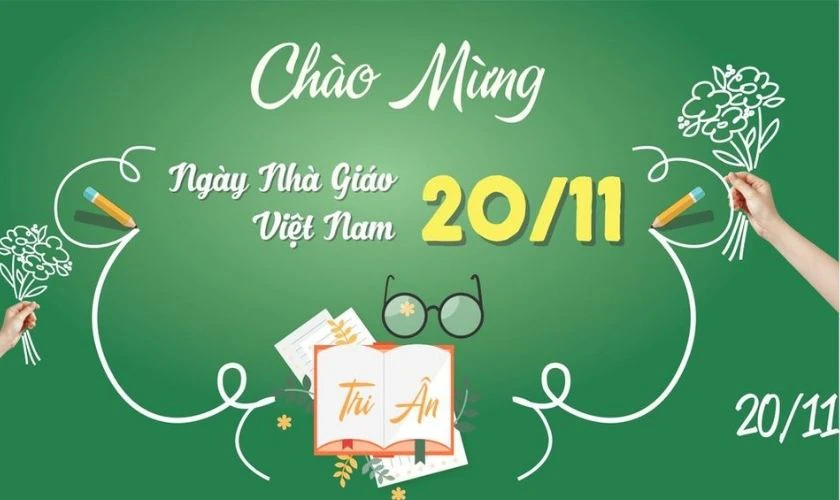 Poster 20/11 ngang, trang trí bảng