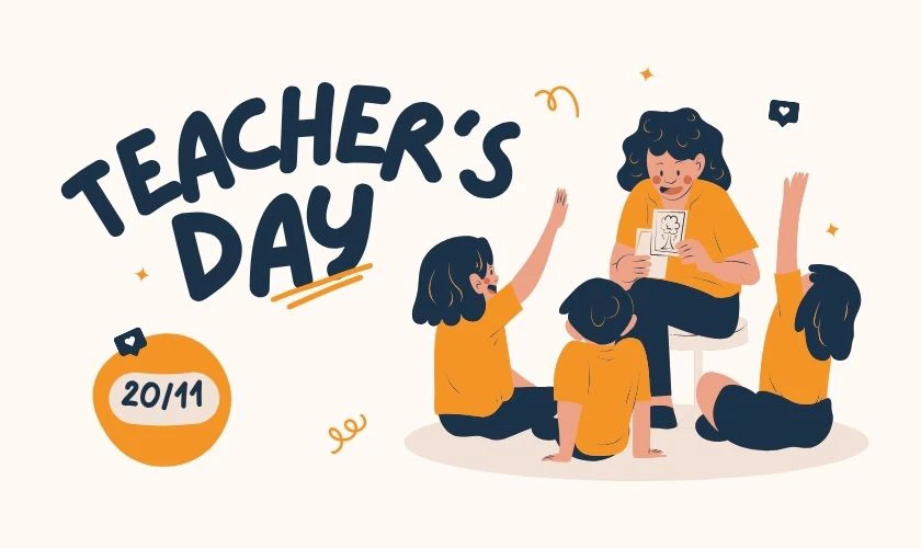 Tranh chào mừng ngày Nhà giáo tone vàng