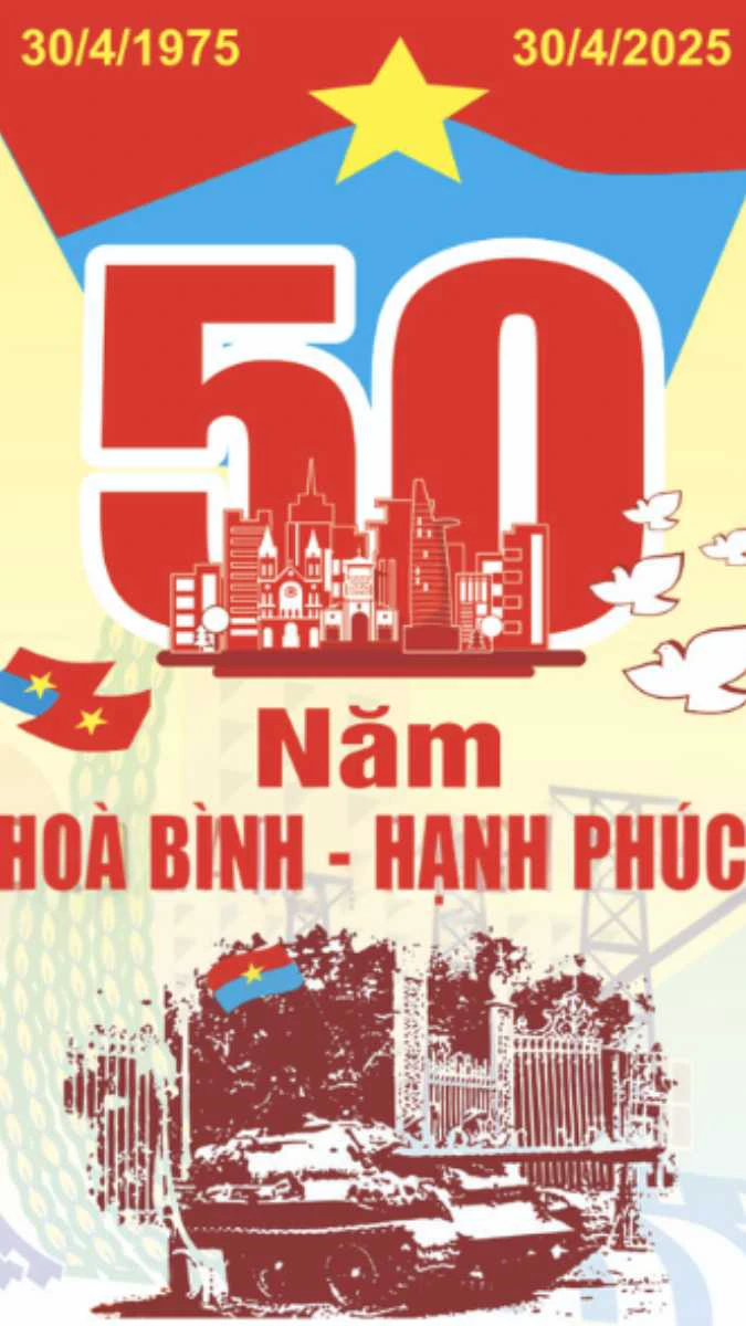 Poster chúc mừng 30/4 sắc nét, tự hào dân tộc nhất