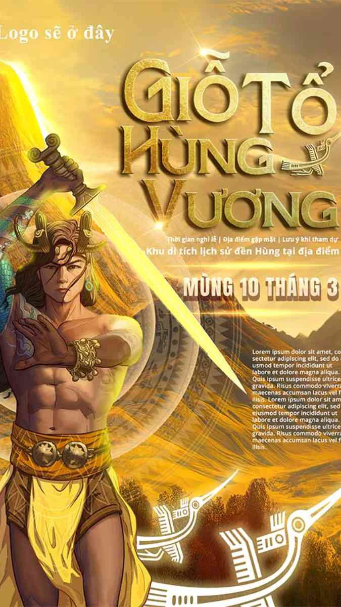 Poster Giỗ tổ Hùng Vương 2026 đẹp mắt
