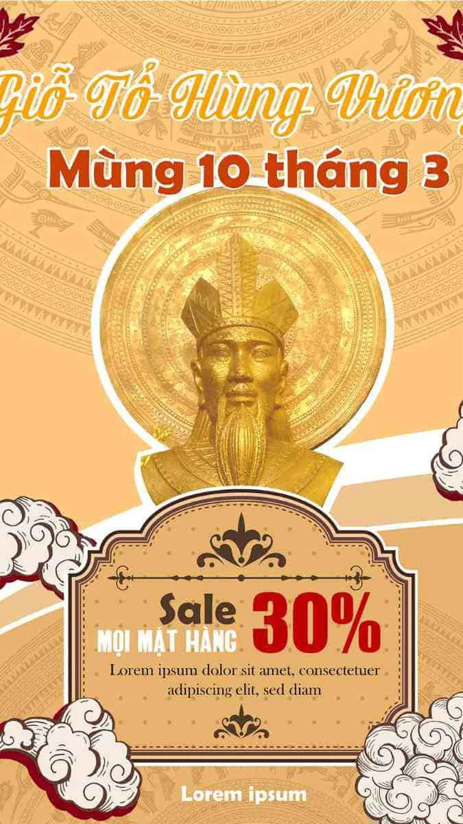 Poster Giỗ tổ Hùng Vương 2026 đẹp mắt, rõ nét