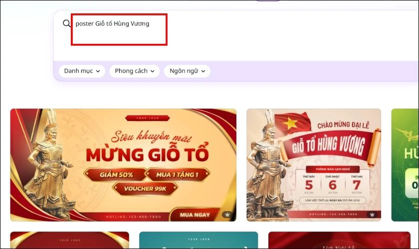 Cách thiết kế Poster Giỗ tổ Hùng Vương trên Canva đơn giản
