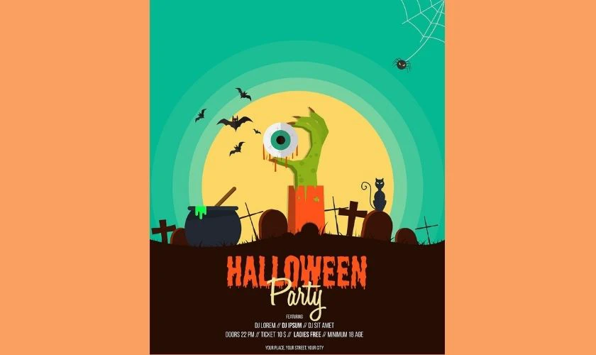 Poster Halloween nồi thuốc phép thuật