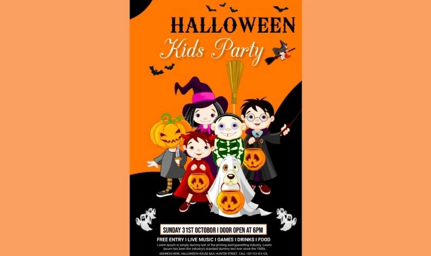 Poster Halloween lâu đài ma quái
