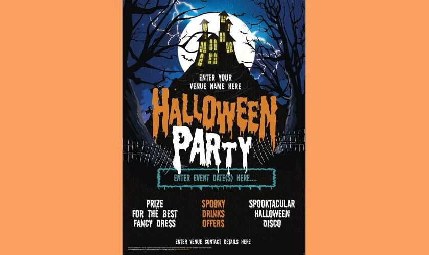 Poster Halloween cây ma quái