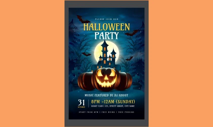 Poster Halloween màu cam