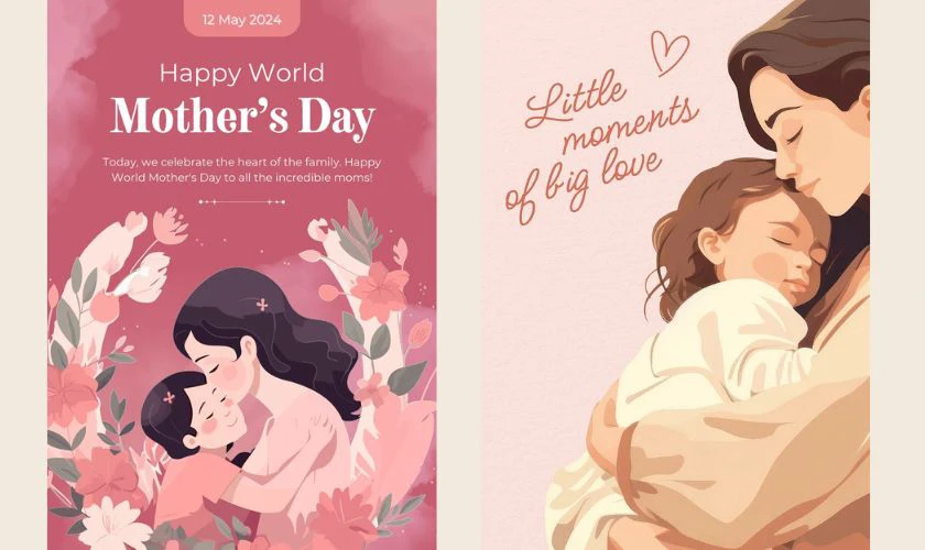 Mẫu poster Ngày của Mẹ hiện đại, phù hợp in ấn hoặc chia sẻ mạng xã hội