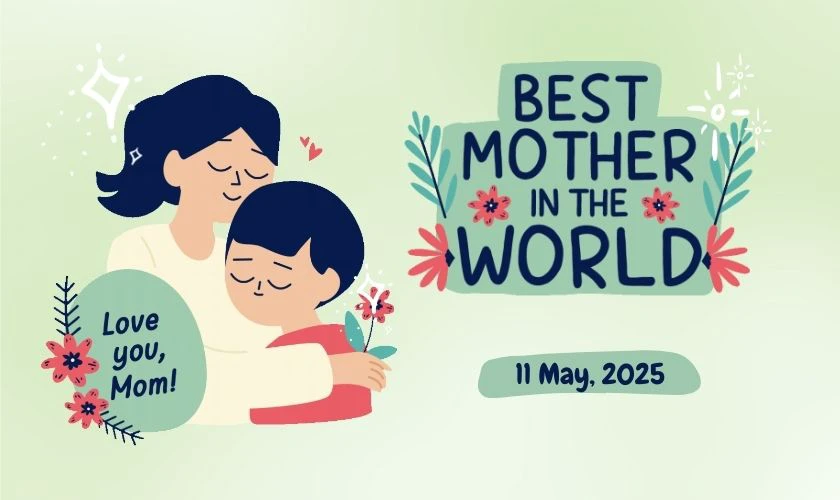 Hình minh họa mẹ và con tone xanh lá