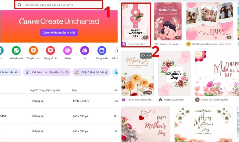 Gõ từ khóa Mother’s Day Poster hoặc Poster Ngày của Mẹ