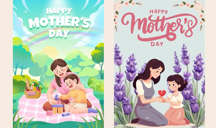 Ảnh nghệ thuật về sự gắn bó giữa mẹ và con nhỏ
