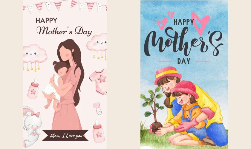 Thiết kế vector tông pastel dịu nhẹ, biểu cảm yêu thương