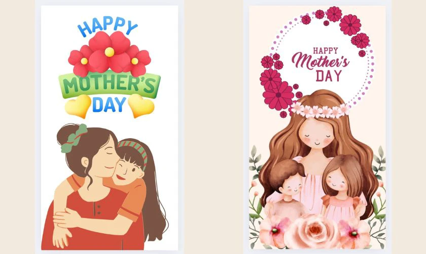 Thiết kế poster Ngày của Mẹ 2025 tông hồng nhẹ nhàng và ấm áp