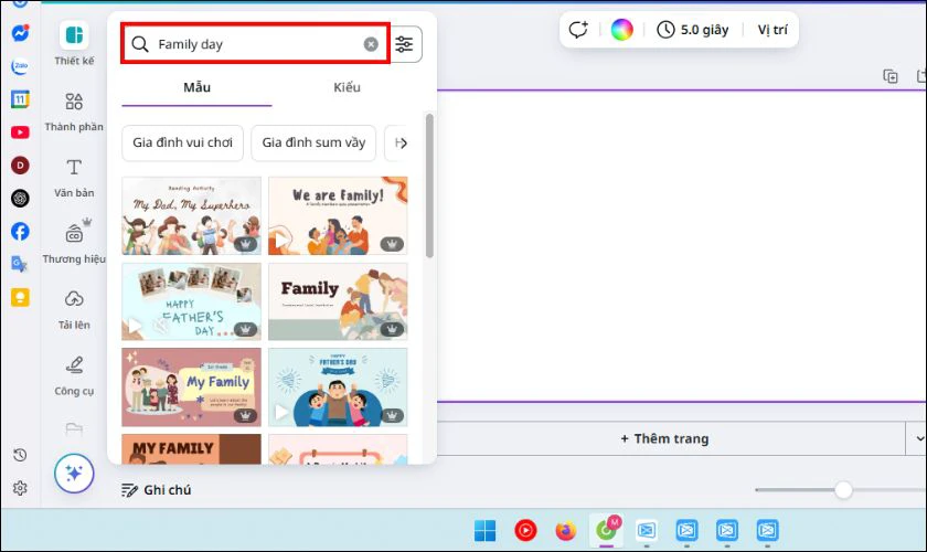 Gõ từ khóa “Family day” hoặc “poster gia đình”