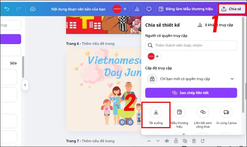 Nhấn nút Chia sẻ rồi chọn Tải xuống