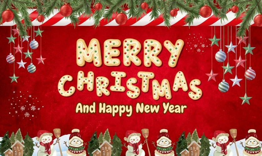 Poster chủ đề Giáng sinh tone màu đỏ