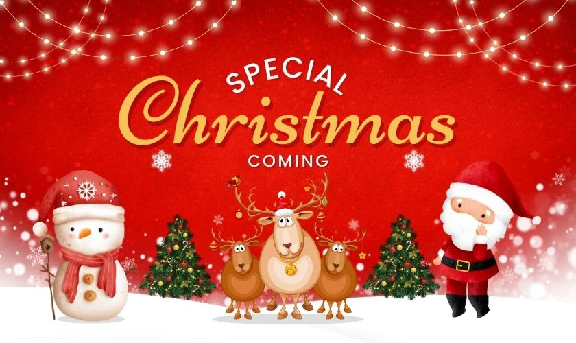 Poster chủ đề Noel tone màu đỏ