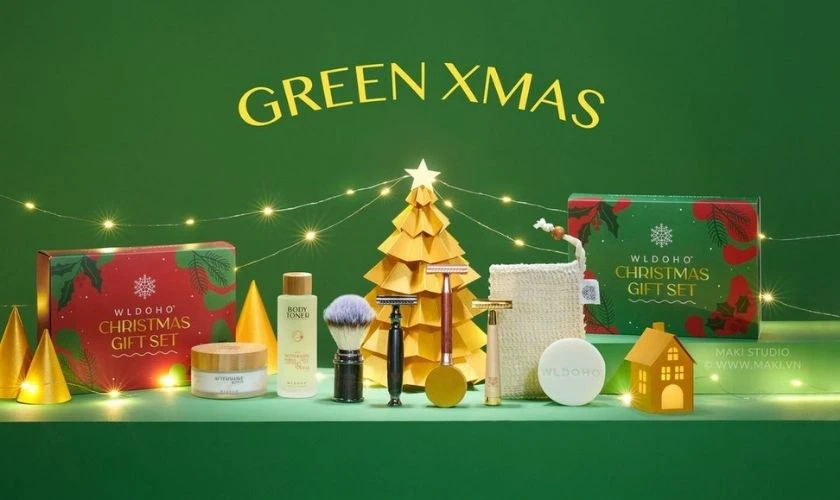 Poster Giáng sinh tone màu xanh lá