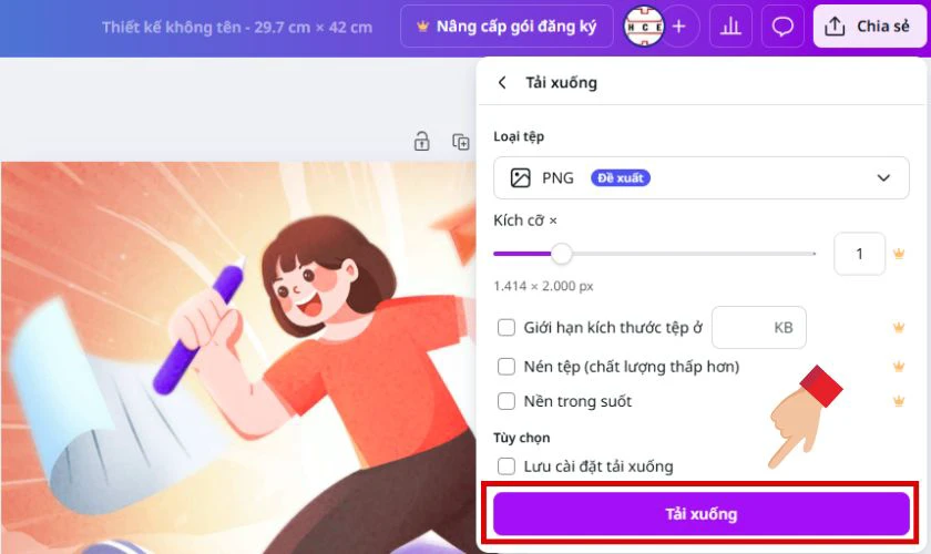 Bắt đầu thiết kế theo ý tưởng của bạn và tải ảnh về