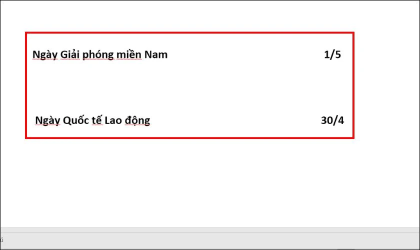 Nhập tên các sự kiện vào phía bên trái, nhập năm các sự kiện vào bên phải