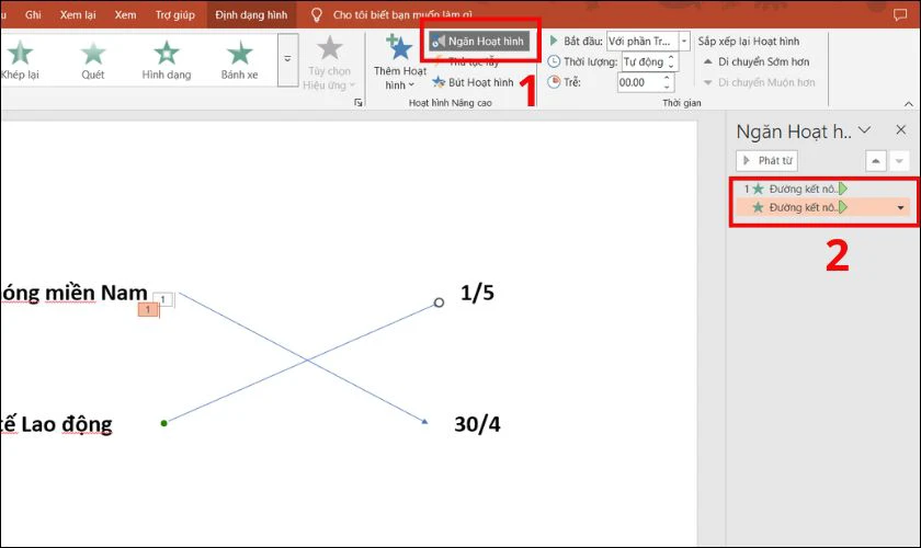 Trò chơi ghép sự kiện lịch sử trên PowerPoint