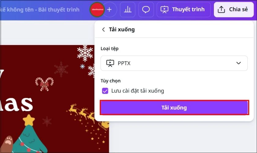 Chọn lần nữa vào mục Tải xuống