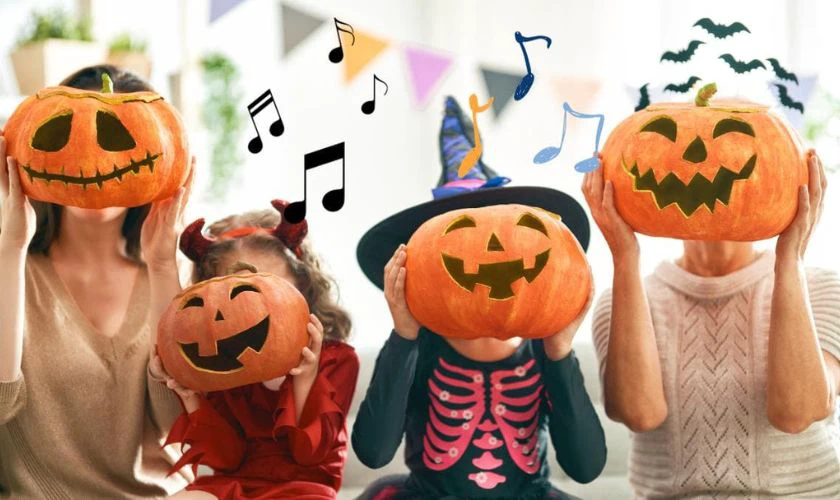 Hộp nhạc bí ngô làm quà Halloween