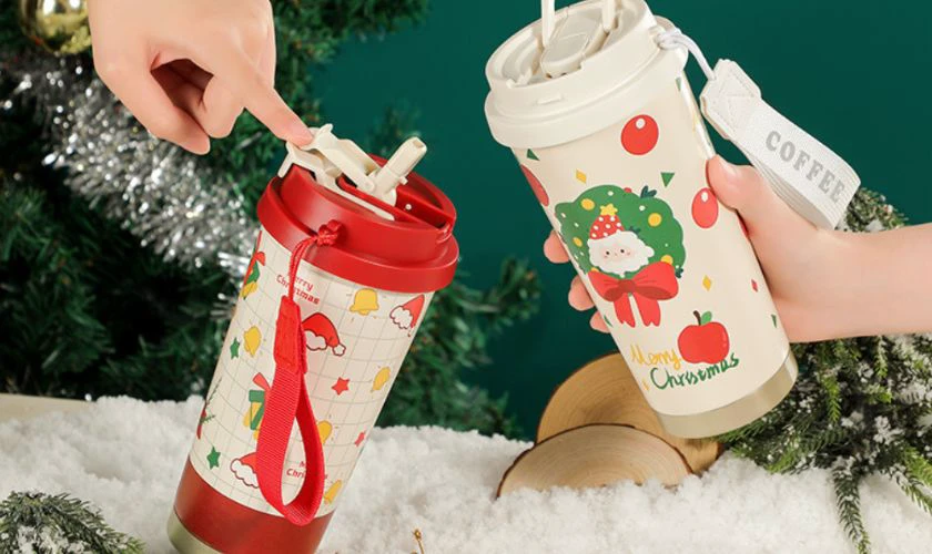 Ly giữ nhiệt họa tiết Noel