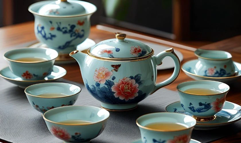 Bộ ấm trà gốm sứ sẽ là món quà ý nghĩa đối với ông bà