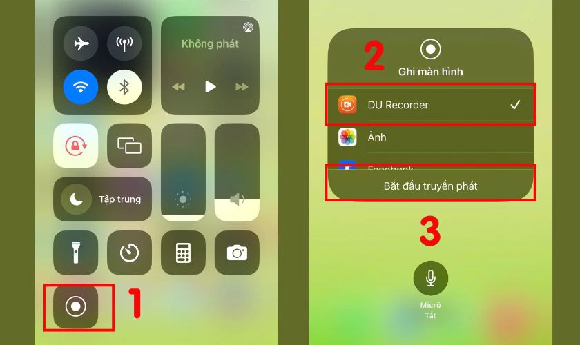 Chọn DU Recorder và chọn Bắt đầu truyền