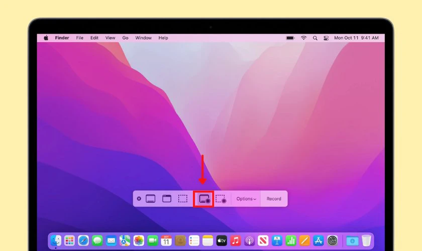 Chọn chế độ Record Entire Screen