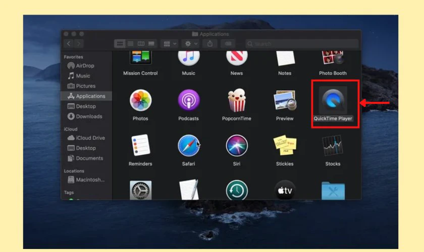 Quay màn hình MacBook M2 bằng ứng dụng QuickTime Player