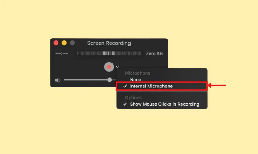 Nhấn vào biểu tượng mũi tên bên cạnh nút quay để chọn micro