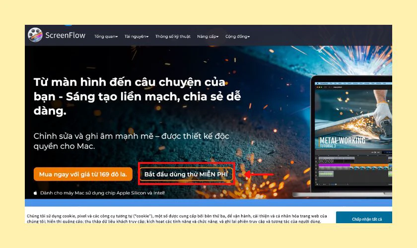 Quay màn hình MacBook M2 bằng ứng dụng ScreenFlow