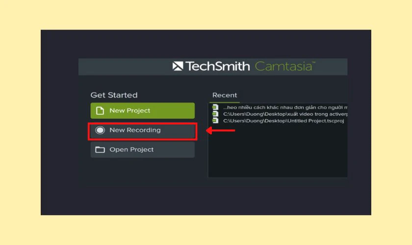 Chọn mục New Recording
