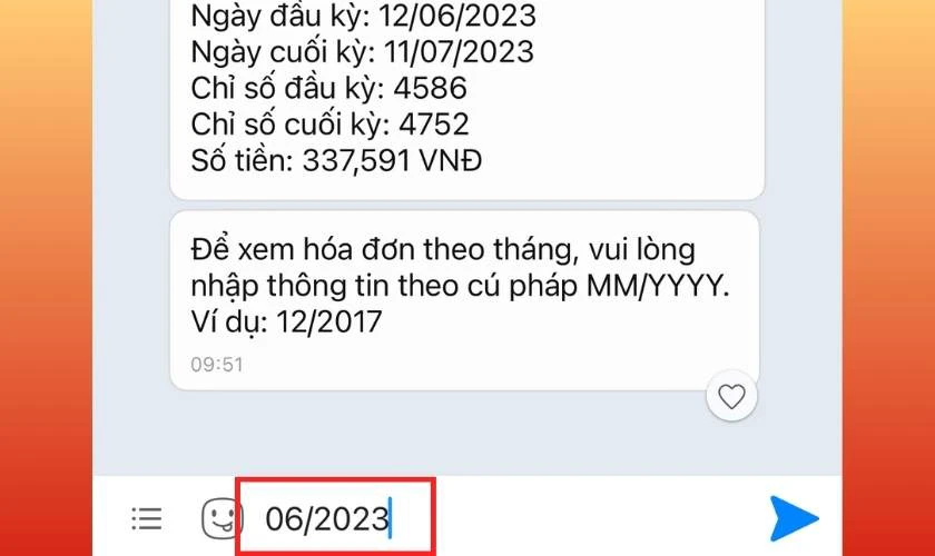 Nhập vào phần tin nhắn theo cú pháp MM/YYYY